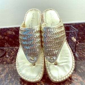 Andre Assous Alyssa Woven Wedges in the color Gold